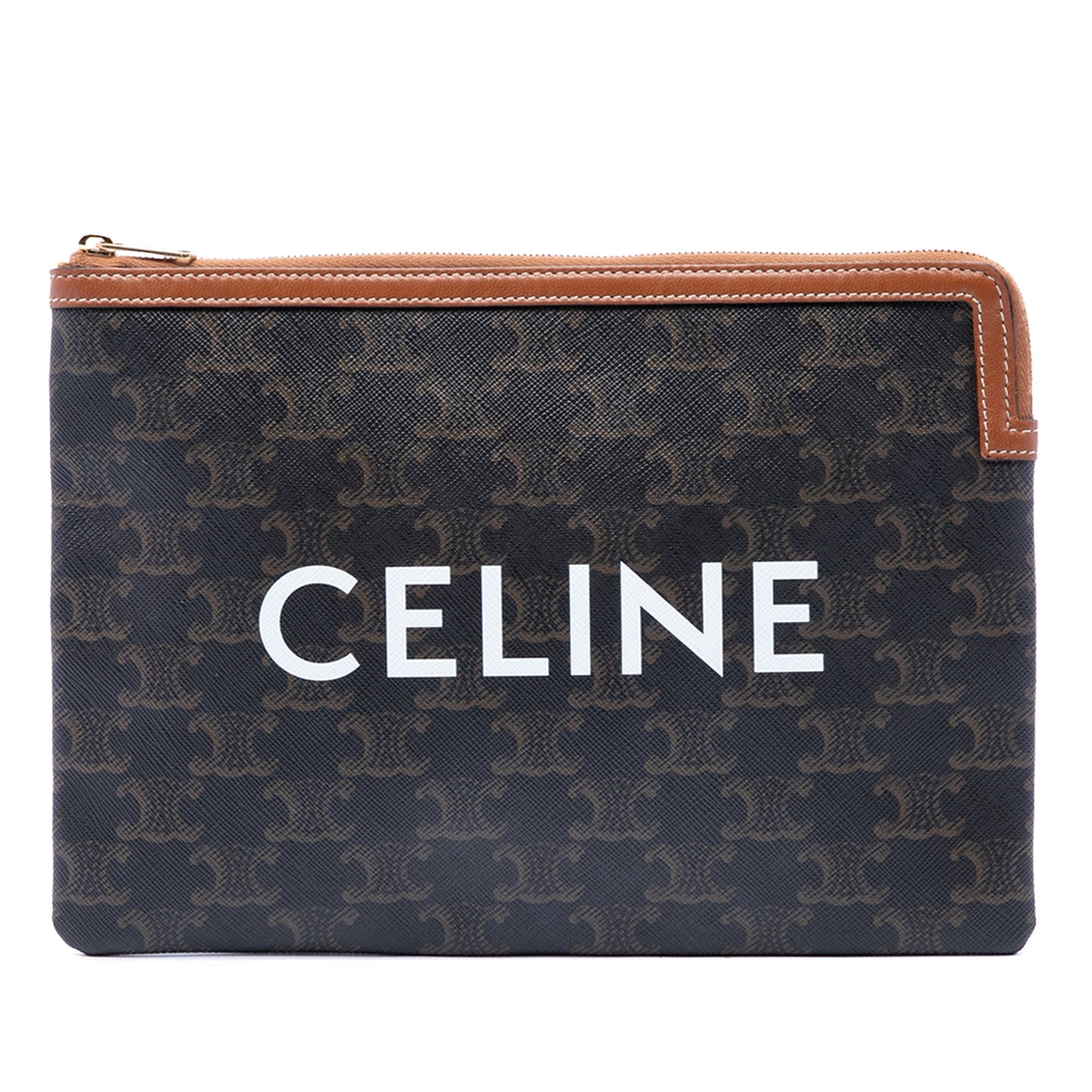 Celine Small Triomphe Coated Canvas Clutch