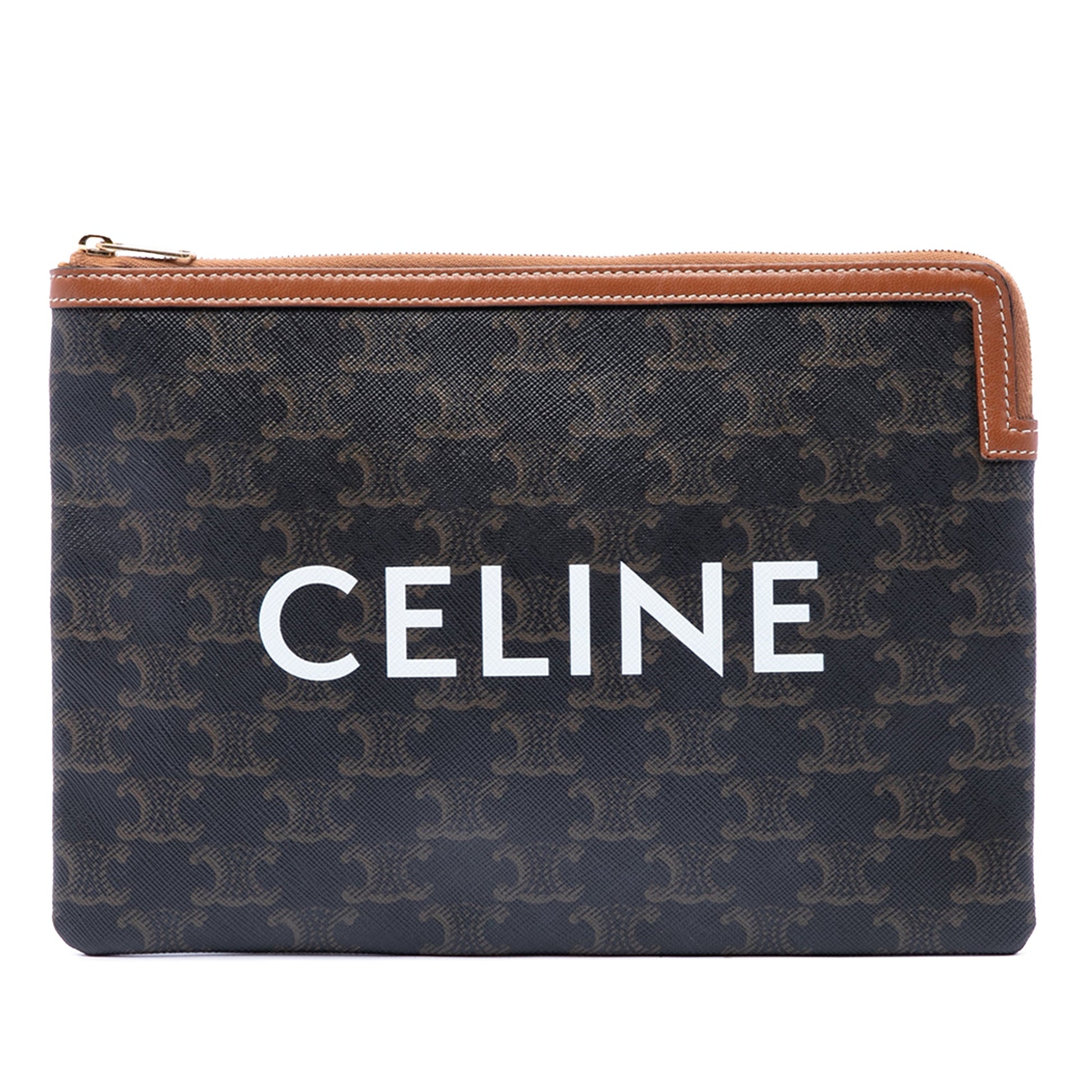 Celine Small Triomphe Coated Canvas Clutch