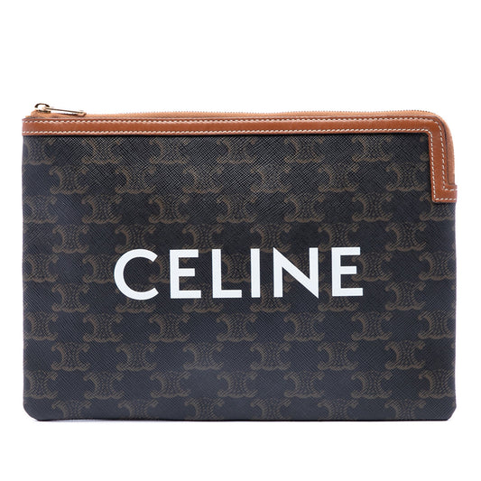 Celine Small Triomphe Coated Canvas Clutch