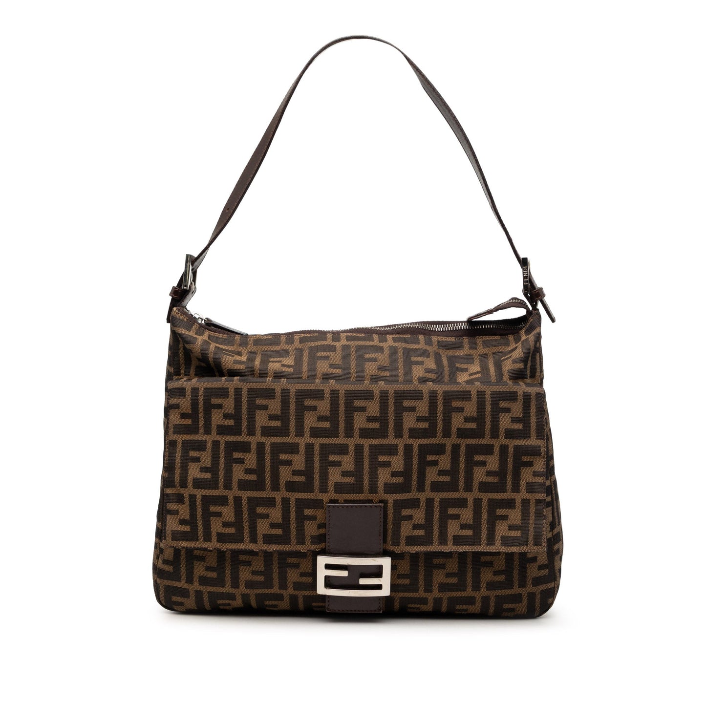 Fendi Zucca Canvas Mamma Forever Zip Shoulder Bag