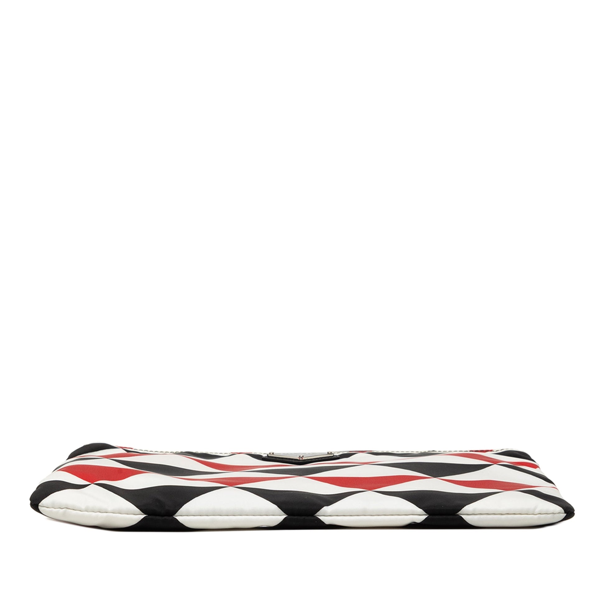 Prada Nylon Geometric Triangle Pattern Flat Clutch