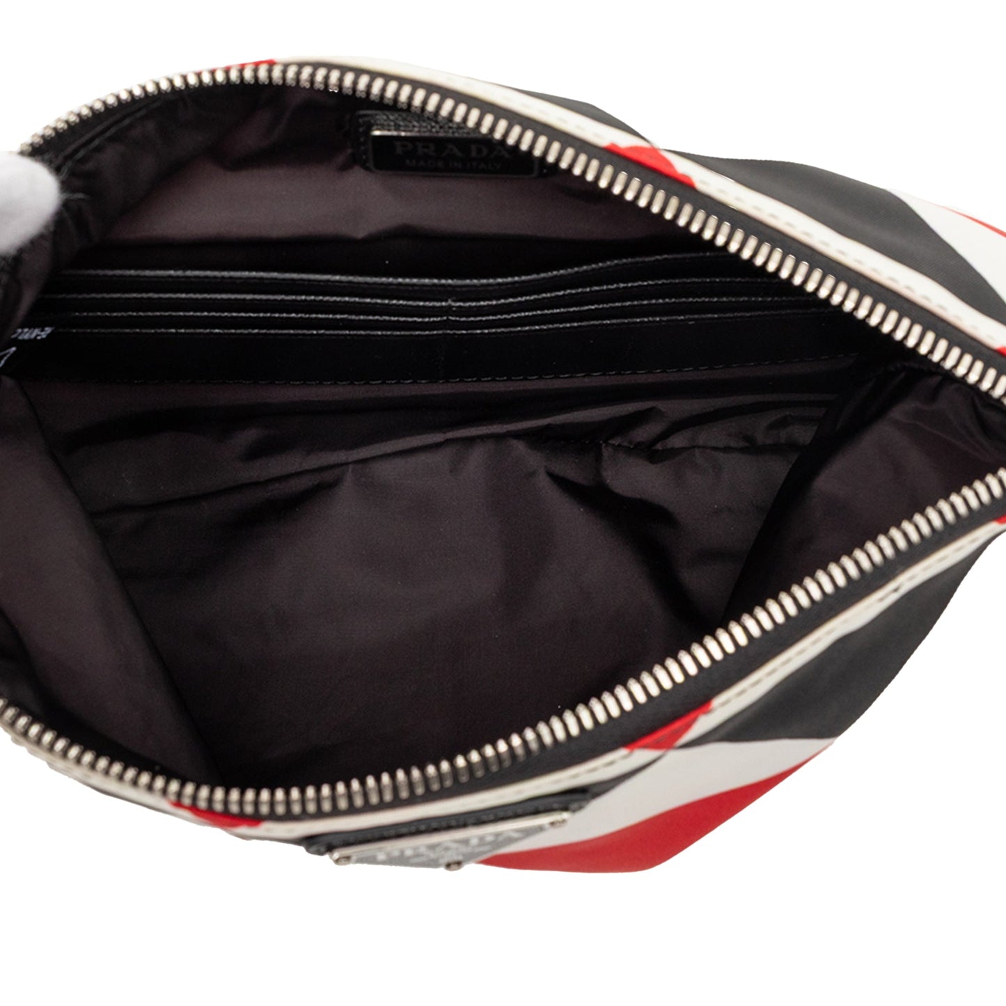 Prada Nylon Geometric Triangle Pattern Flat Clutch