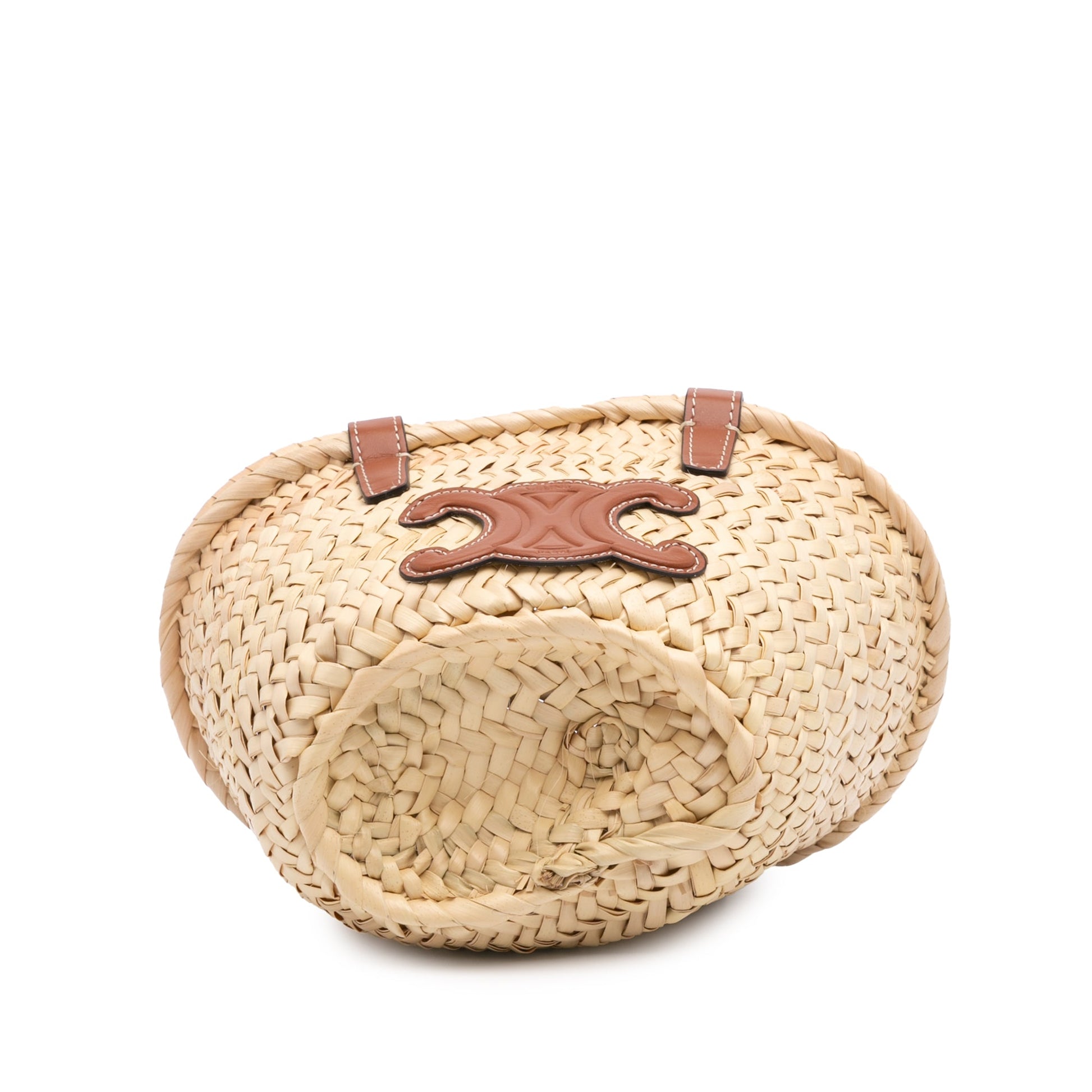 Celine Nano Raffia Cuir Triomphe Classic Panier Tote