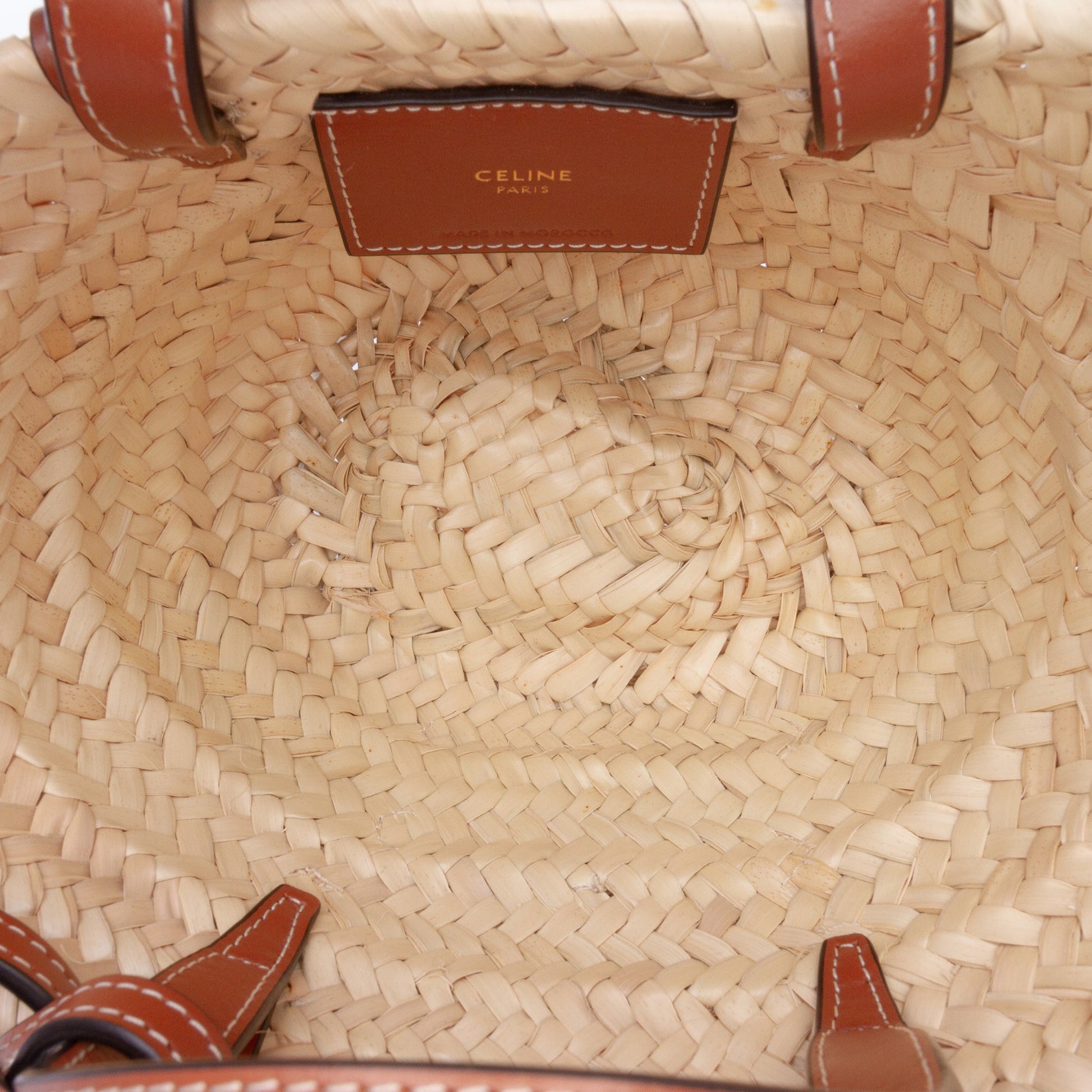 Celine Nano Raffia Cuir Triomphe Classic Panier Tote