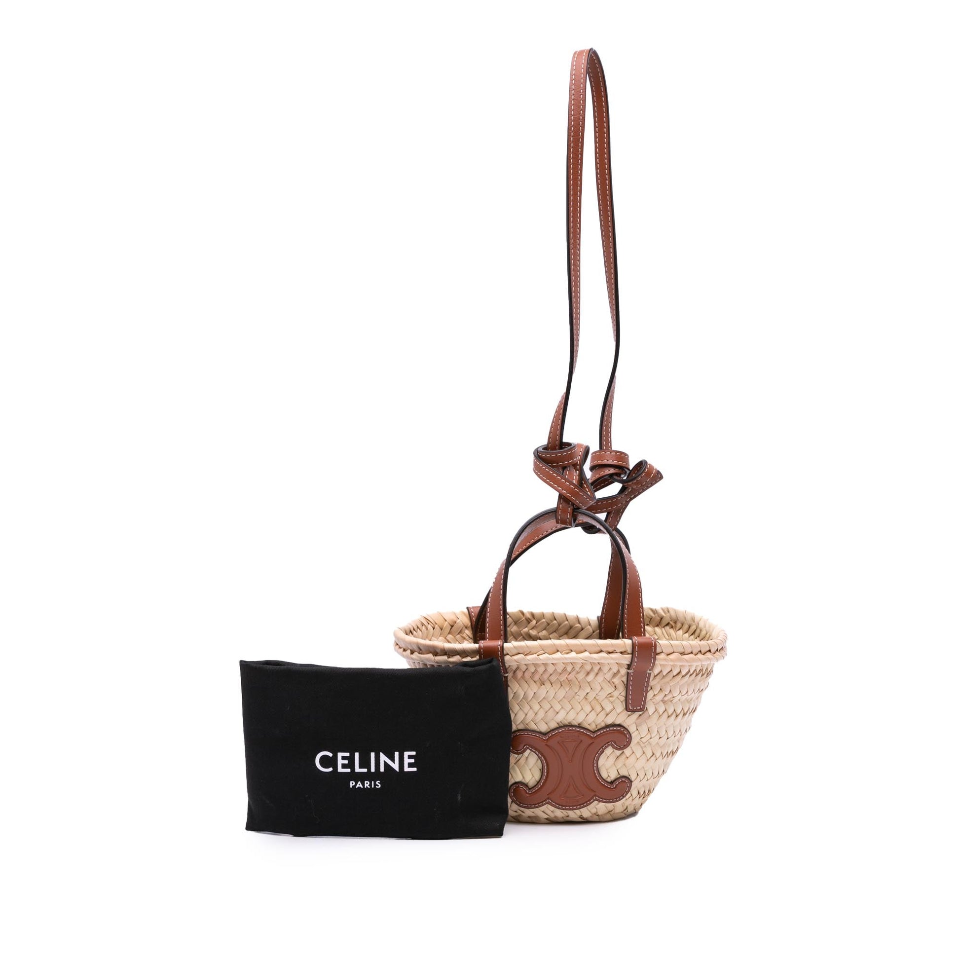 Celine Nano Raffia Cuir Triomphe Classic Panier Tote