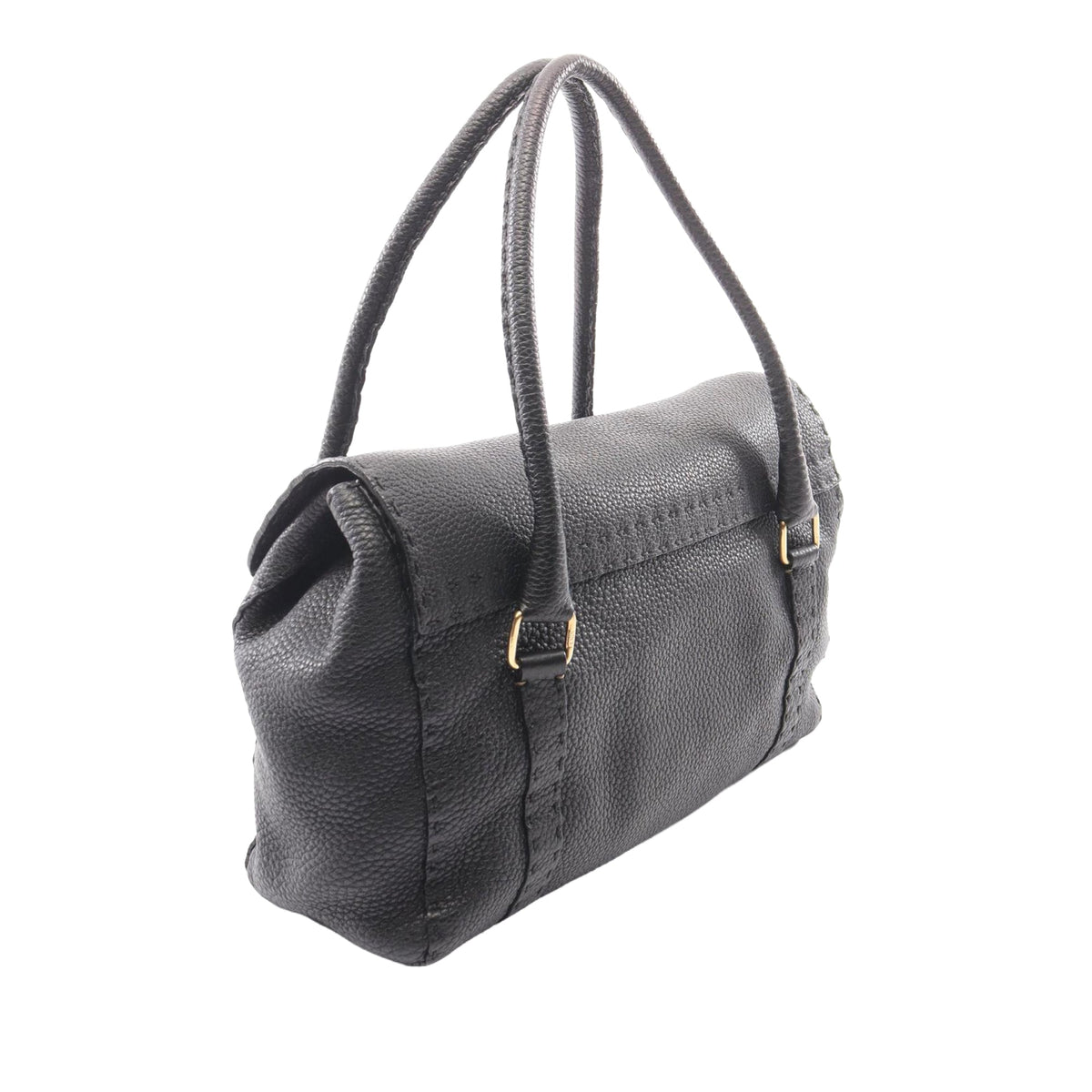 Fendi Leather Selleria Linda Handbag — Black