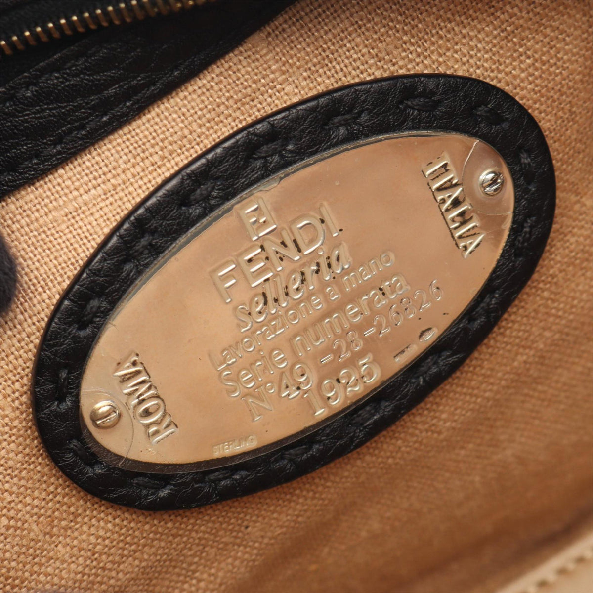 Fendi Leather Selleria Linda Handbag — Black
