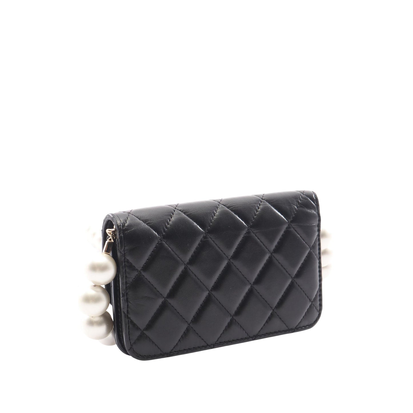Chanel CC Quilted Calfskin Maxi Pearls Wallet on Chain