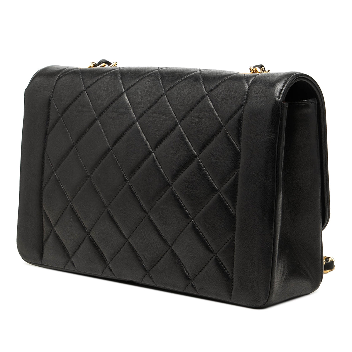 Chanel Medium Lambskin Diana Flap — Black