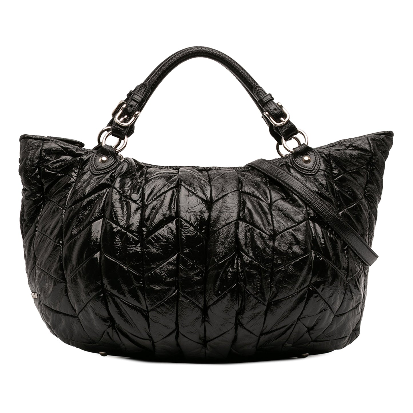 Miu Miu Quilted Patent Leather Hobo