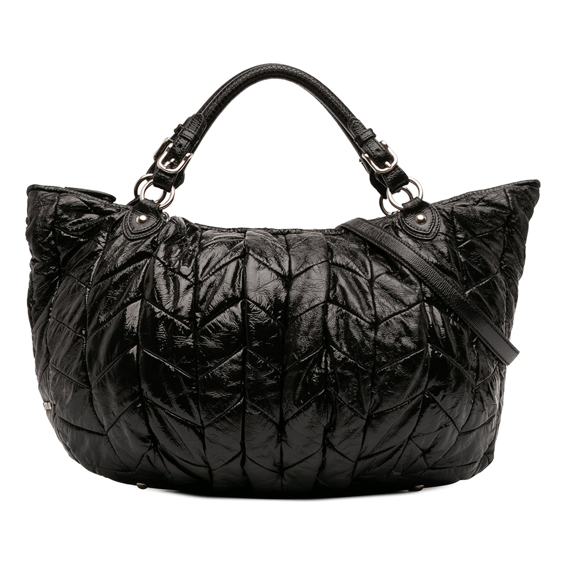 Miu Miu Quilted Patent Leather Hobo