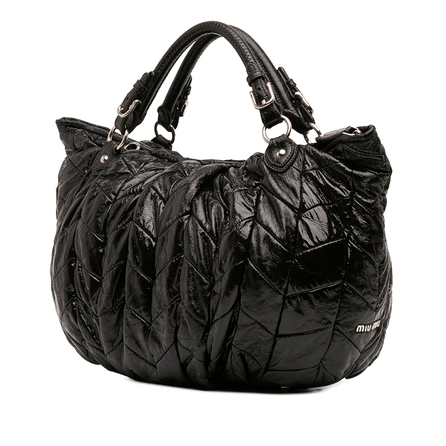 Miu Miu Quilted Patent Leather Hobo