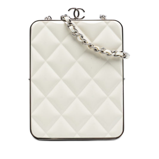 Lambskin and Acrylic Kiss Clutch with Chain