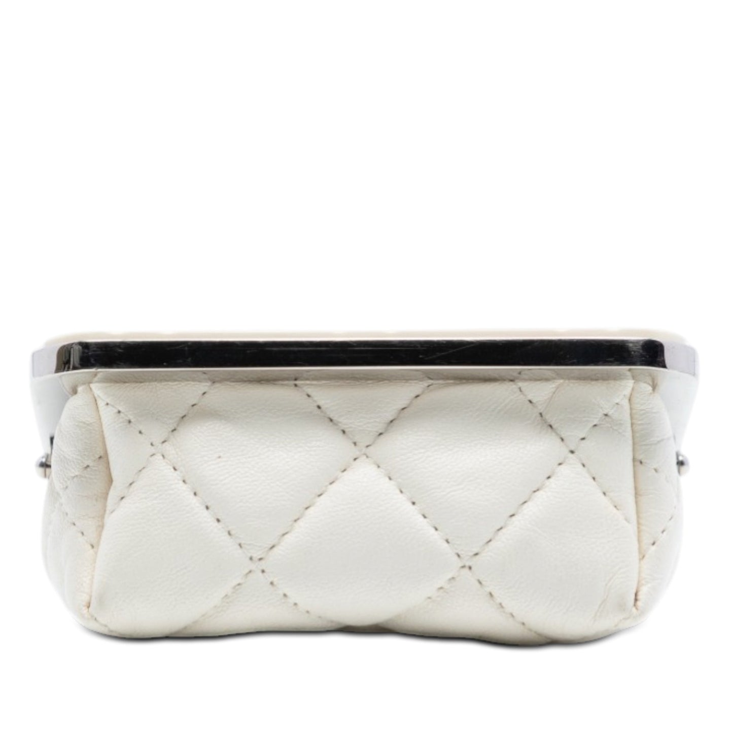 Lambskin and Acrylic Kiss Clutch with Chain