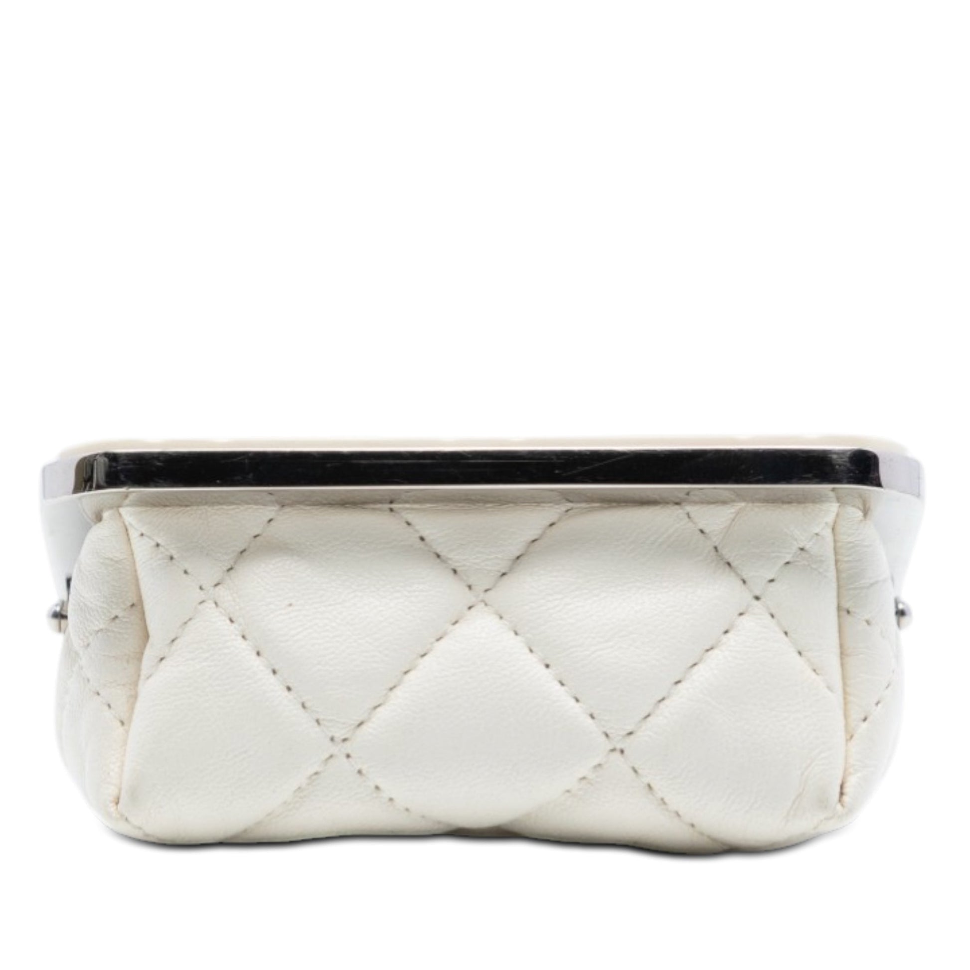 Lambskin and Acrylic Kiss Clutch with Chain