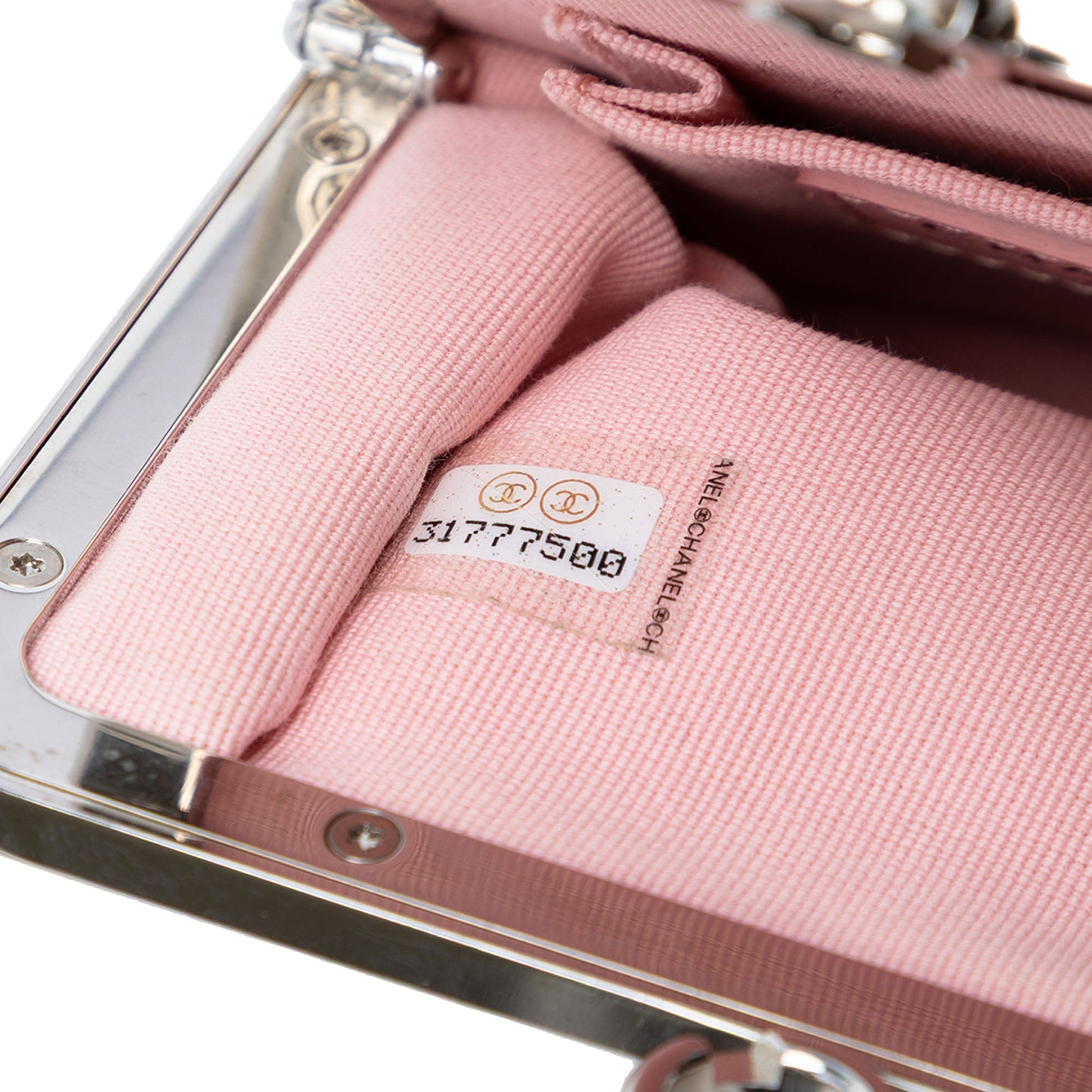 Lambskin and Acrylic Kiss Clutch with Chain