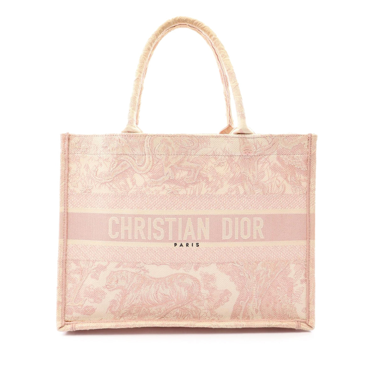 Dior Medium Canvas Embroidered Dioriviera Toile De Jouy Book Tote — Pink