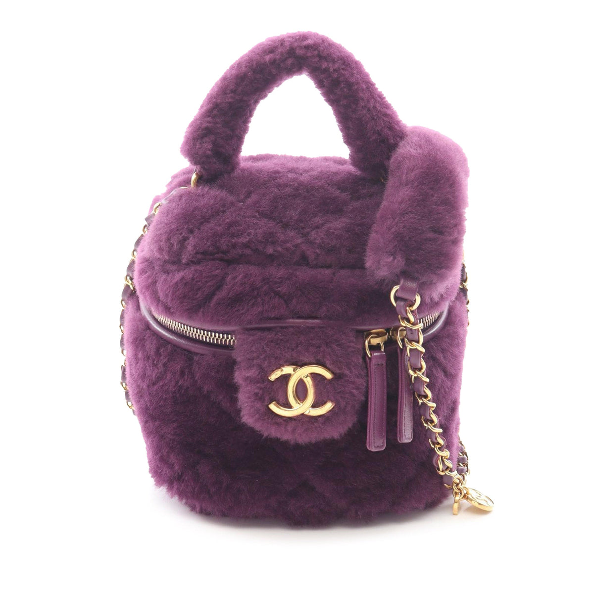 Chanel Small Quilted Shearling Vanity Case