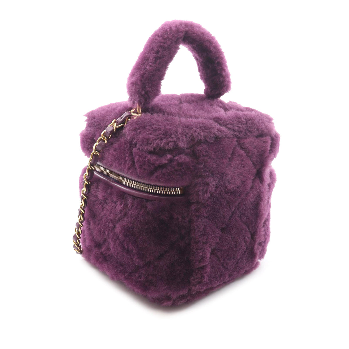 Chanel Small Quilted Shearling Vanity Case