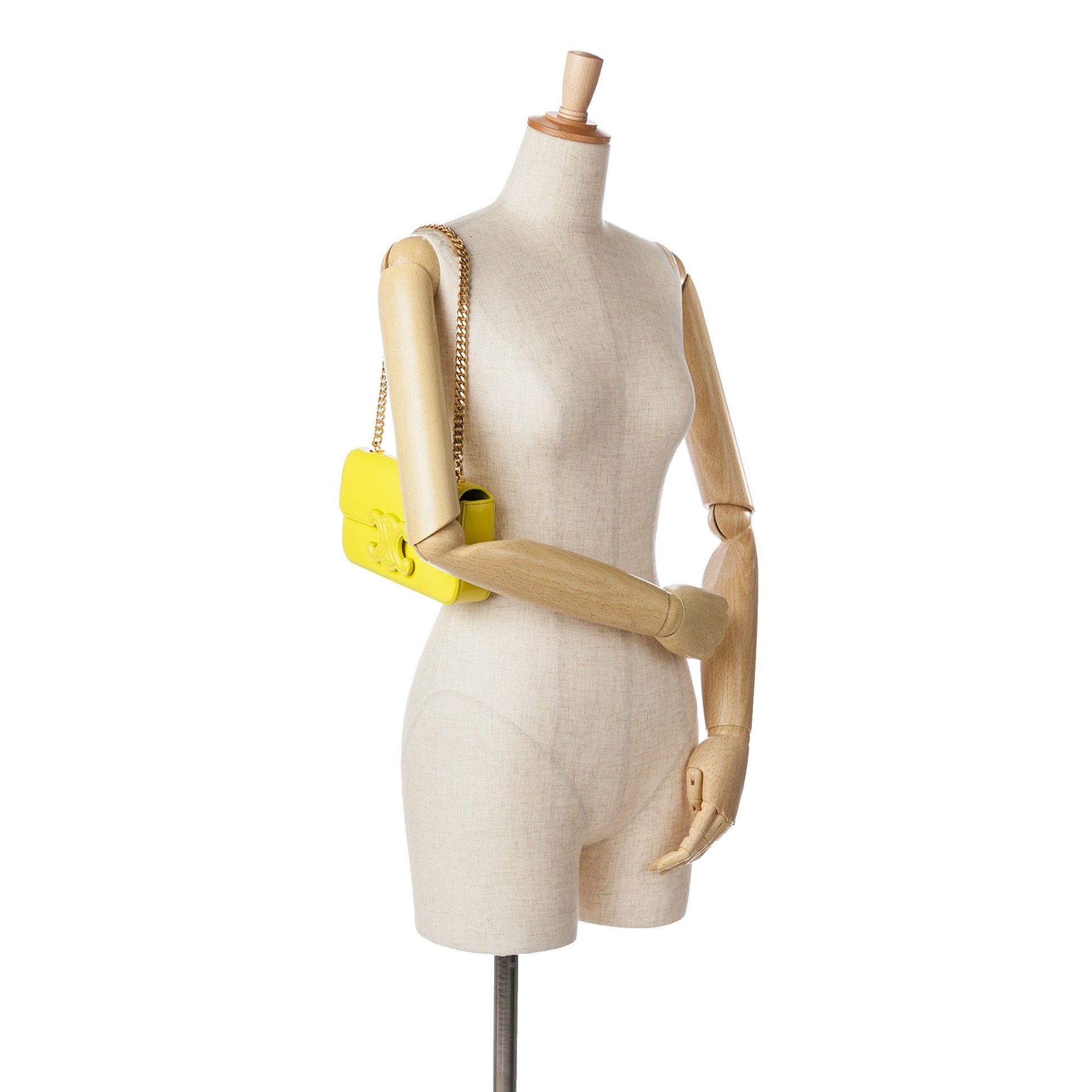 Celine Calfskin Cuir Triomphe Chain Shoulder Bag