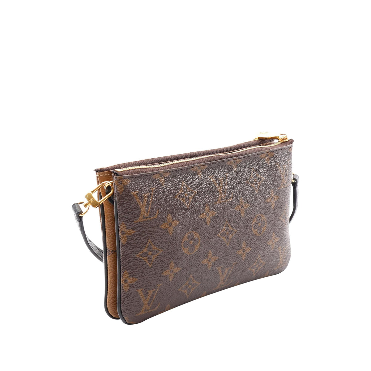 Louis Vuitton Monogram Giant Reverse Double Zip Pochette — Brown