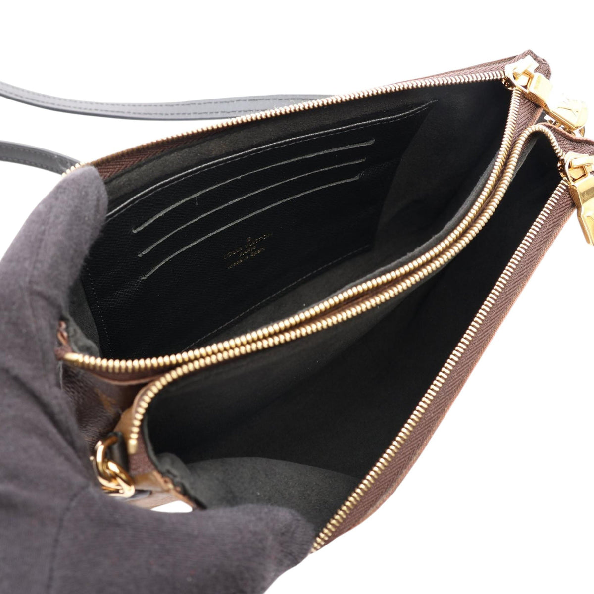 Louis Vuitton Monogram Giant Reverse Double Zip Pochette — Brown