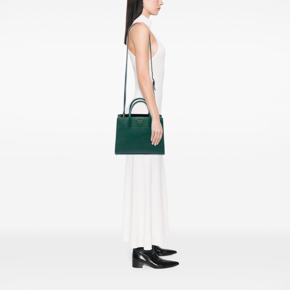 Prada Saffiano Bibliotheque Satchel — Green