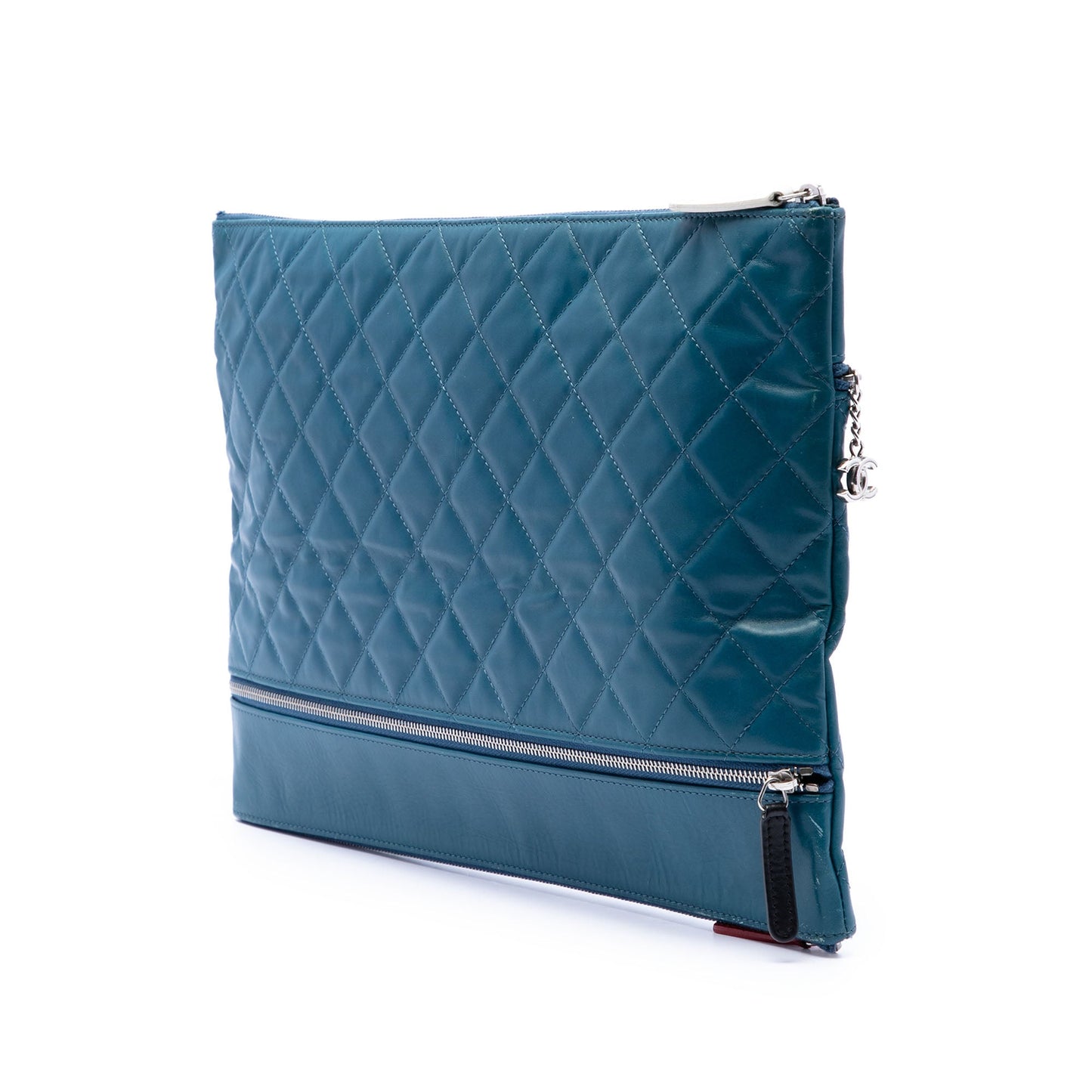 Chanel CC Quilted Lambskin Multi Zip Clutch