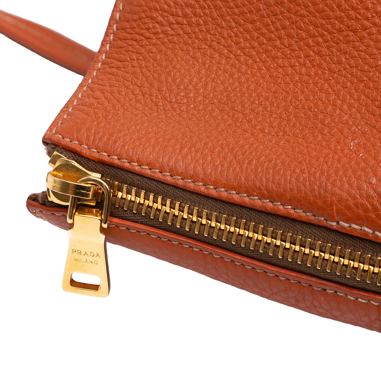 Prada Vitello Daino Side Zip Shopper Tote