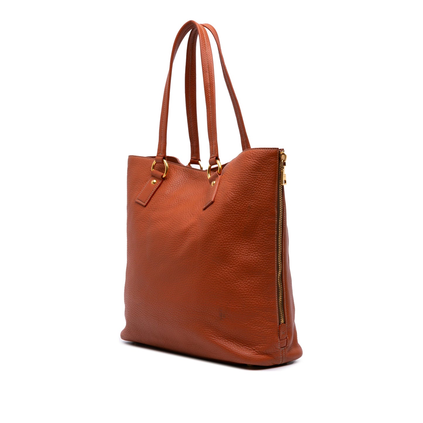 Prada Vitello Daino Side Zip Shopper Tote