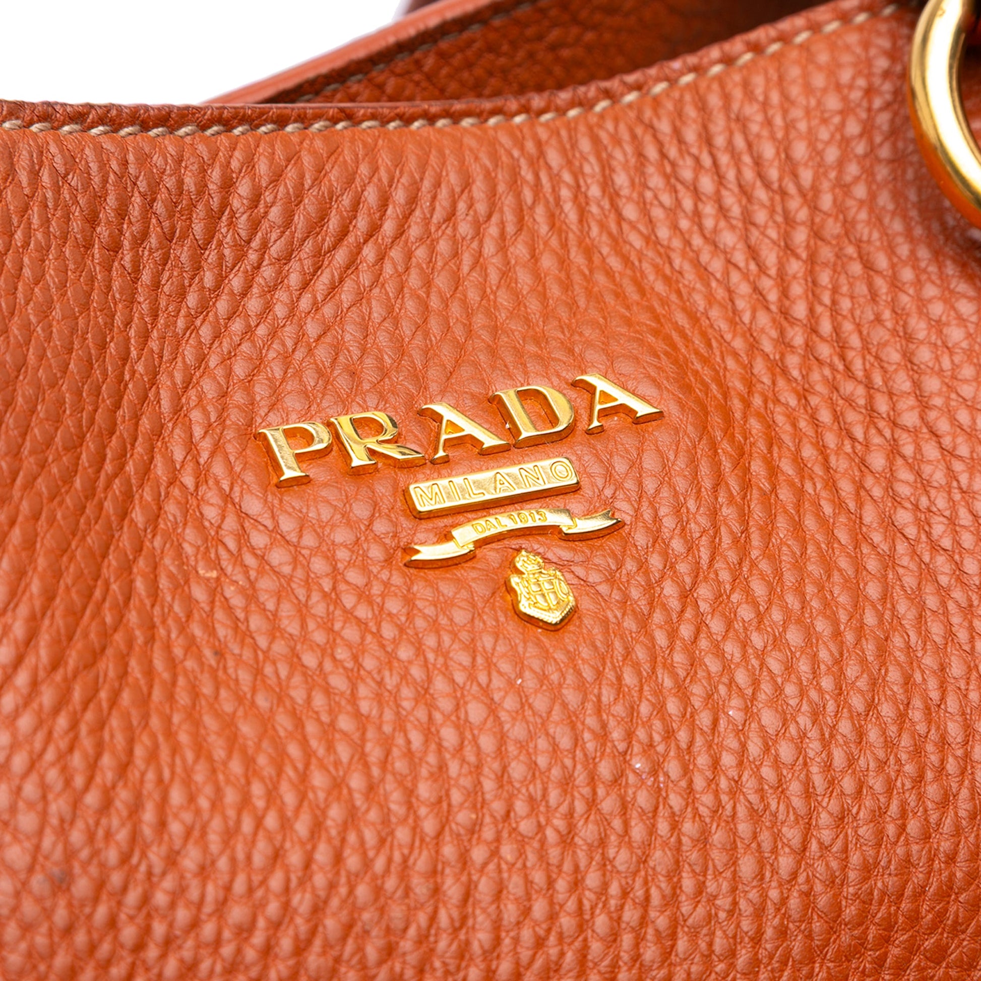 Prada Vitello Daino Side Zip Shopper Tote