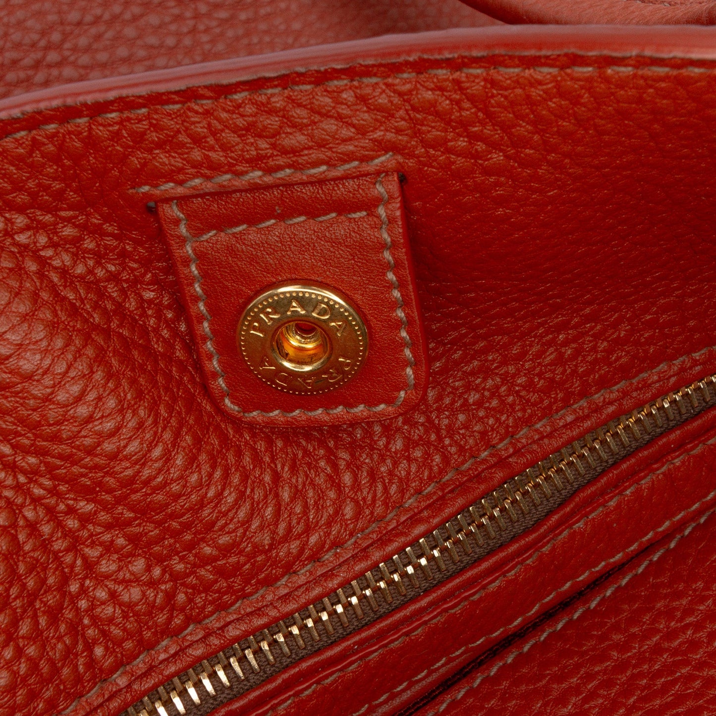 Prada Vitello Daino Side Zip Shopper Tote