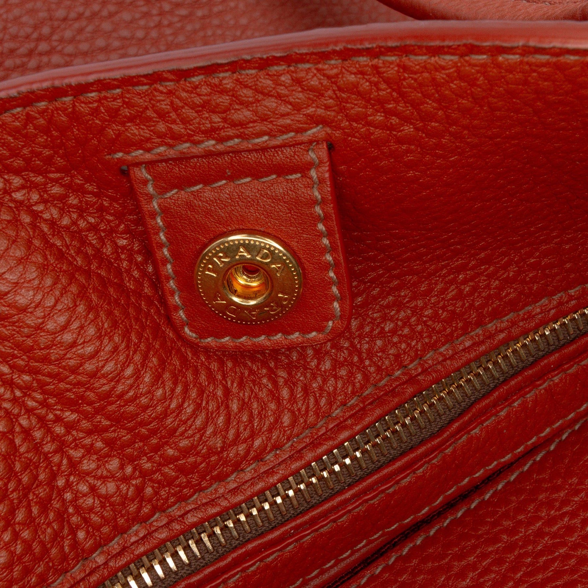 Prada Vitello Daino Side Zip Shopper Tote
