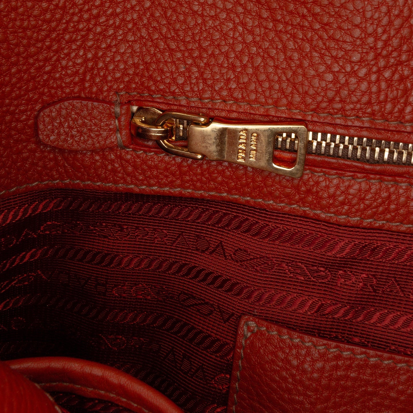 Prada Vitello Daino Side Zip Shopper Tote