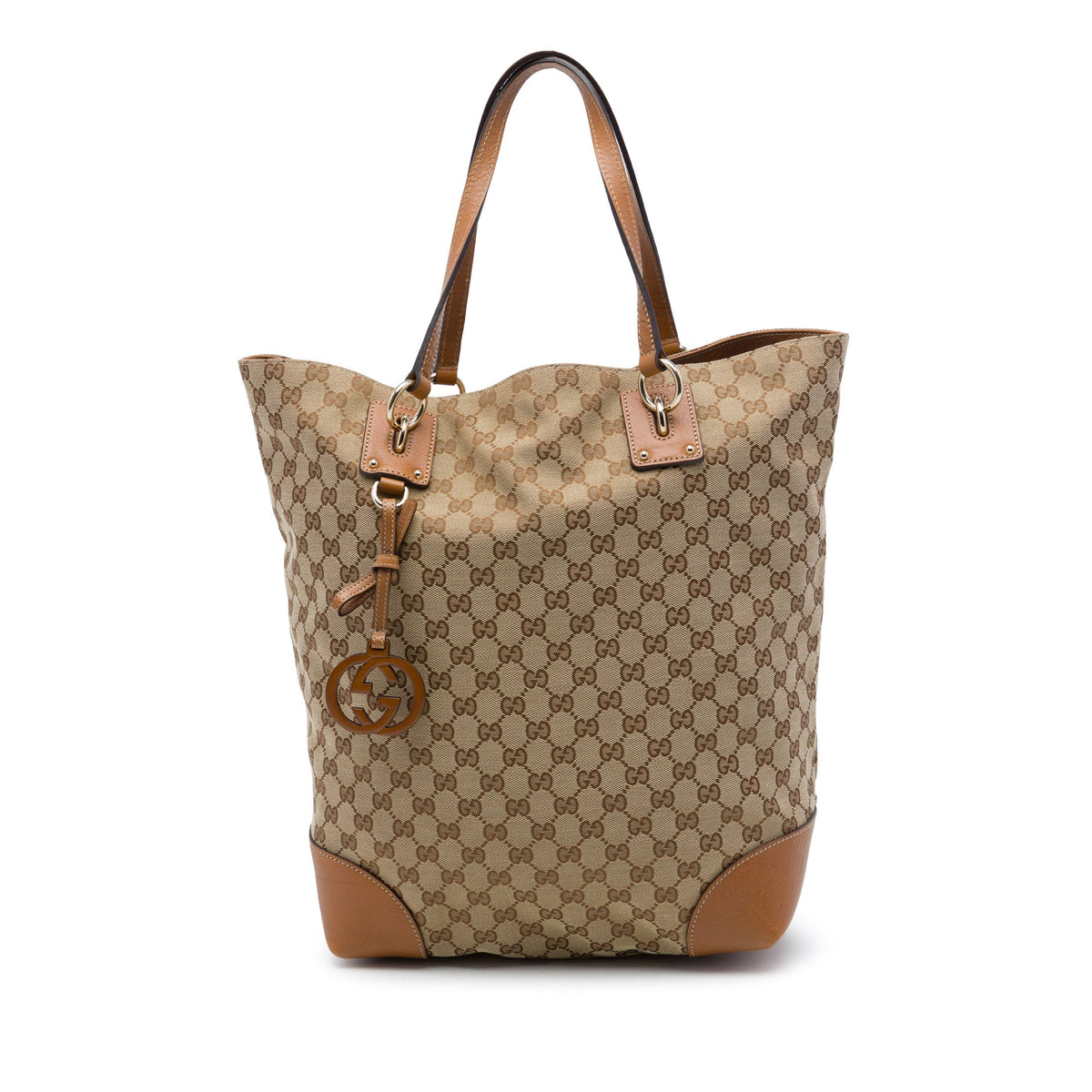 Gucci Large GG Canvas GG Charm Tote — Beige