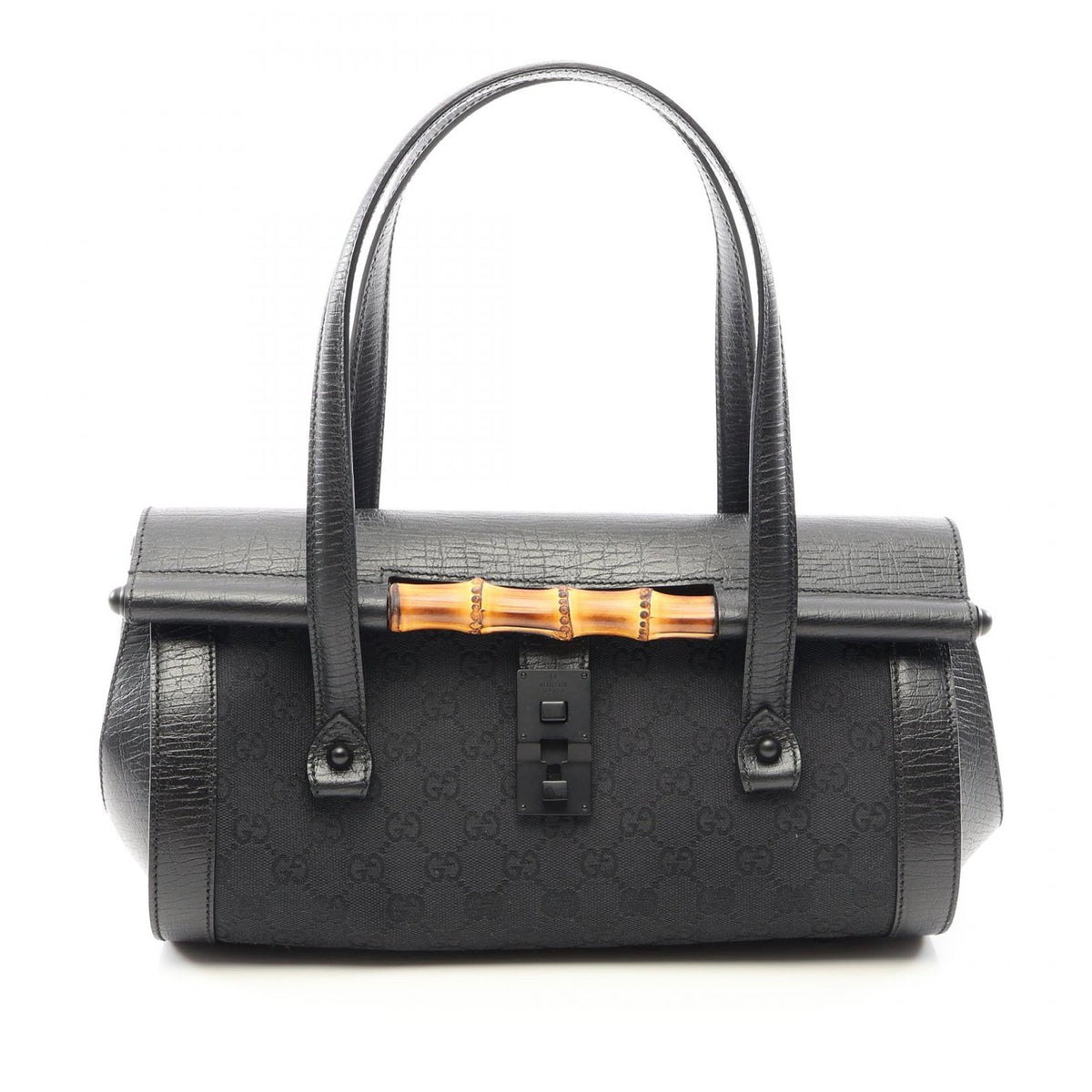 Gucci GG Canvas Bamboo Bullet Shoulder Bag — Black
