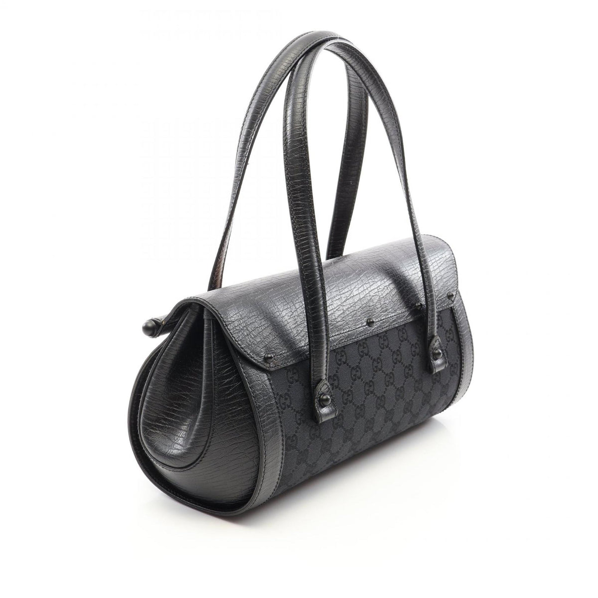 Gucci GG Canvas Bamboo Bullet Shoulder Bag — Black