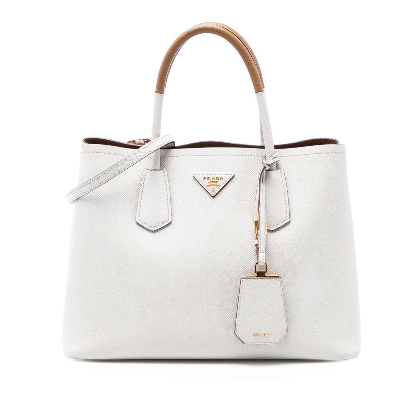 Prada Medium Bicolor Saffiano Cuir Double Satchel