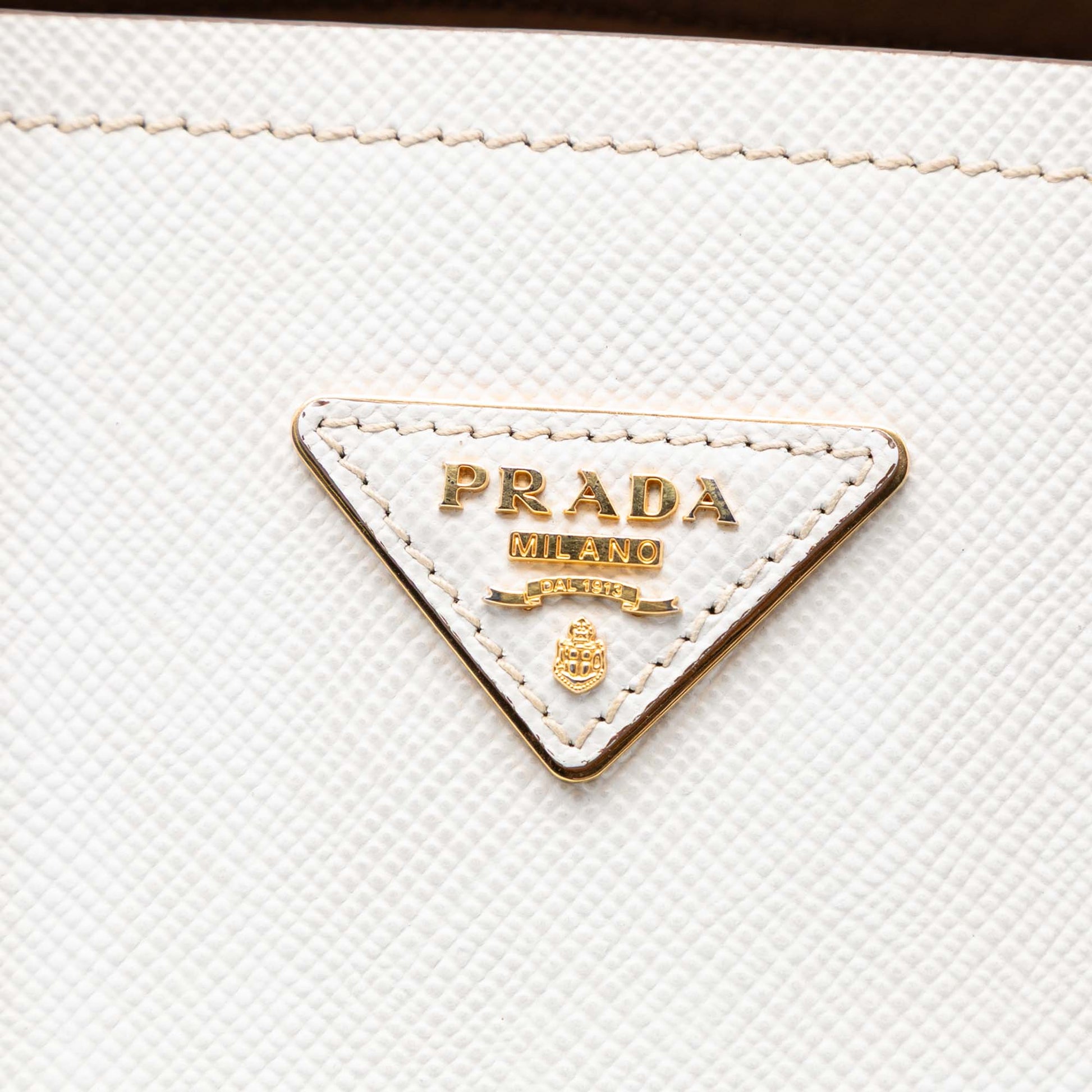 Prada Medium Bicolor Saffiano Cuir Double Satchel