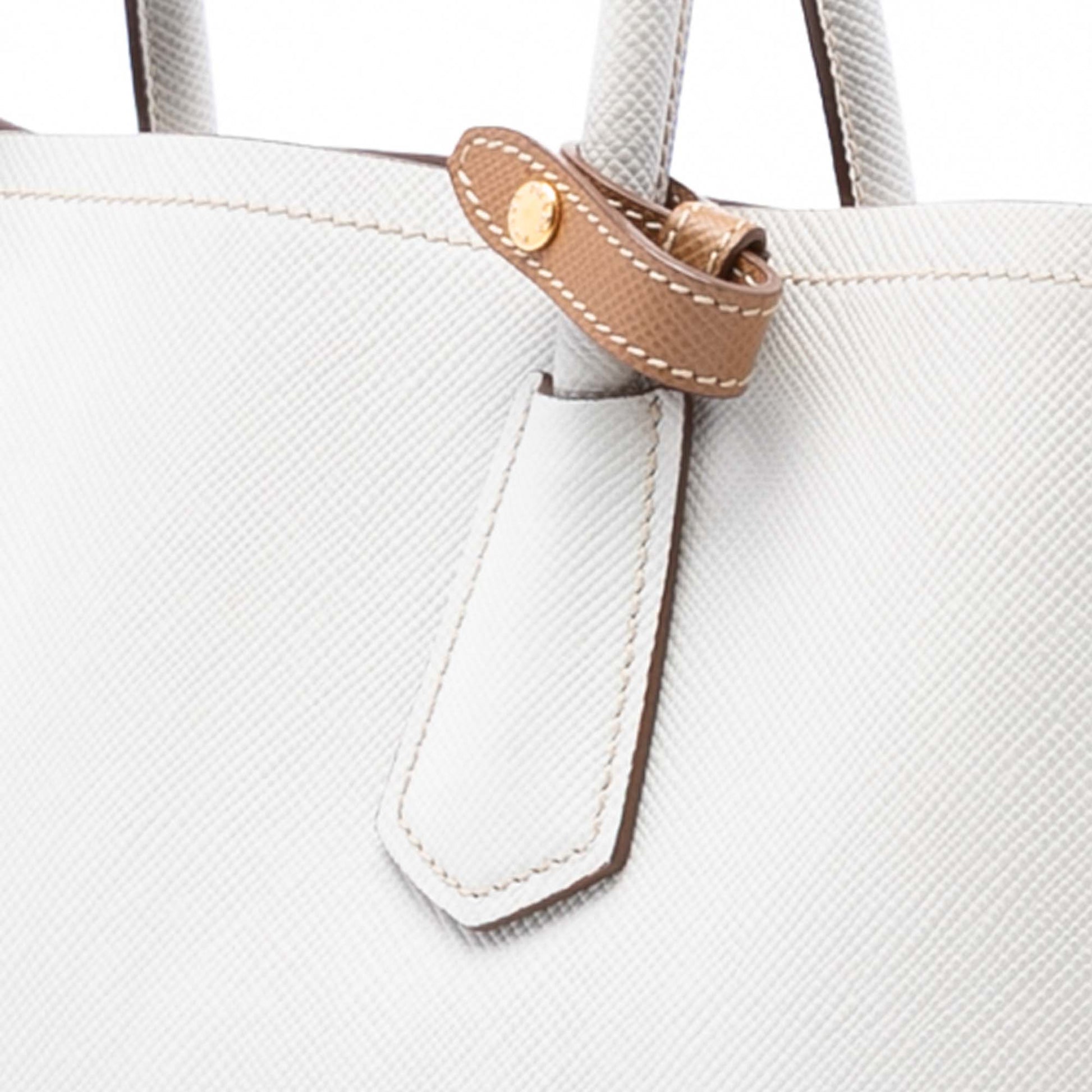 Prada Medium Bicolor Saffiano Cuir Double Satchel