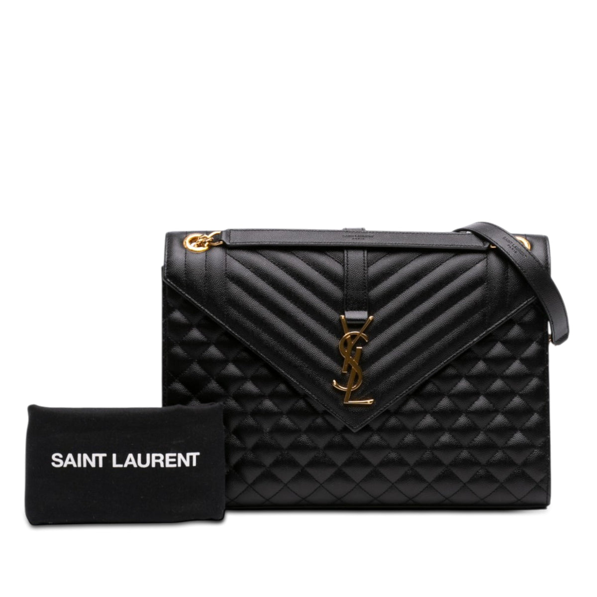 Saint Laurent Medium Grain De Poudre Triquilt Monogram Envelope Bag