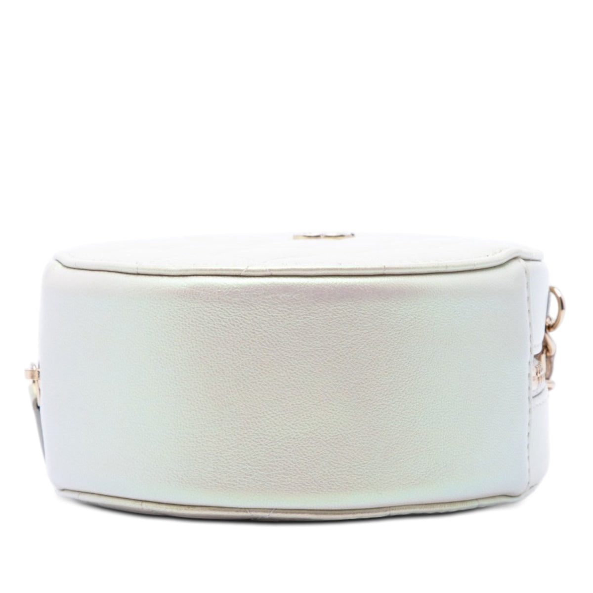 Chanel CC Quilted Iridescent Lambskin Round Clutch With Chain