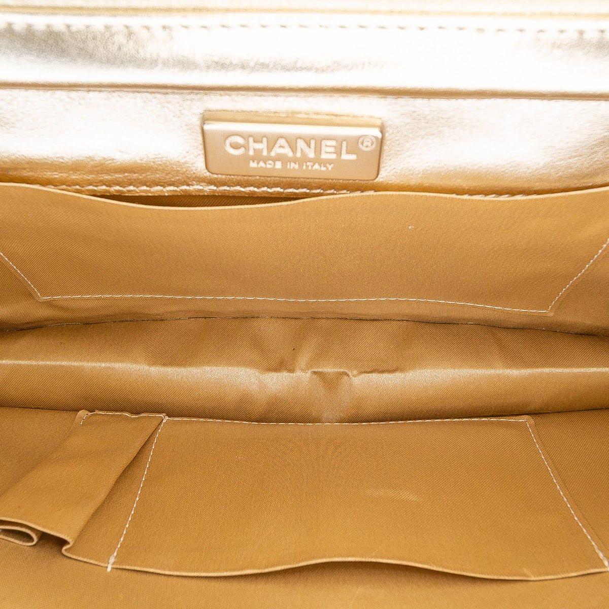 Chanel CC Metallic Pleated Lambskin Chain Link Shoulder Bag