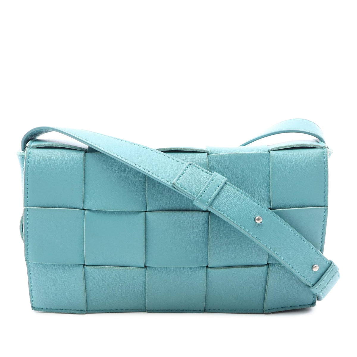 Bottega Veneta Nappa Intrecciato Cassette Crossbody — Blue