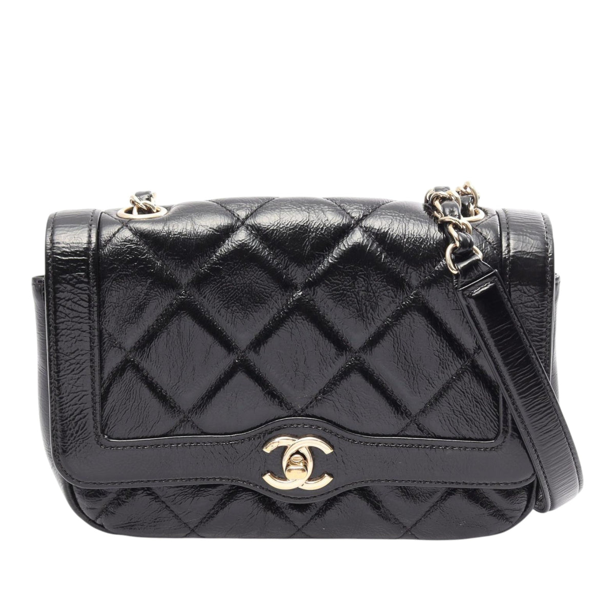 Chanel Mini Quilted Crumpled Glazed Lambskin Flap