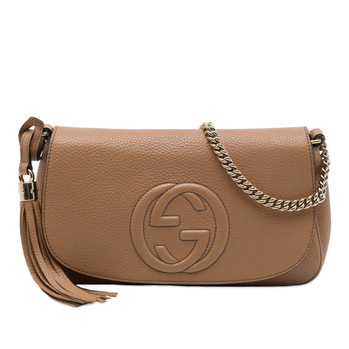 Gucci Medium Calfskin Soho Chain Flap Crossbody — Brown