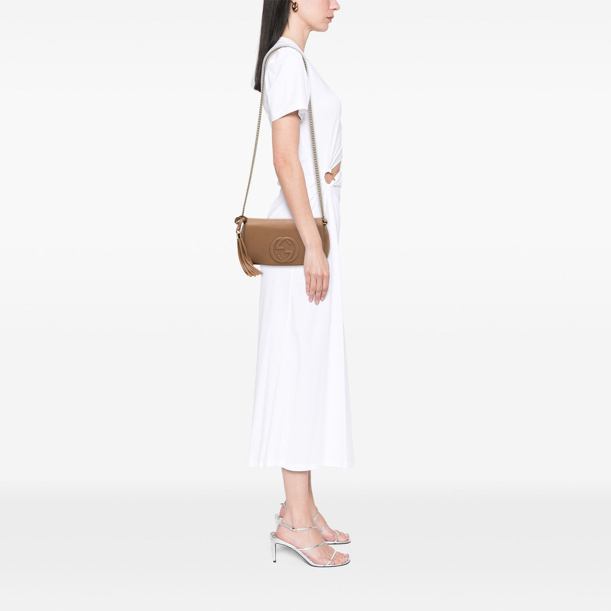 Gucci Medium Calfskin Soho Chain Flap Crossbody — Brown