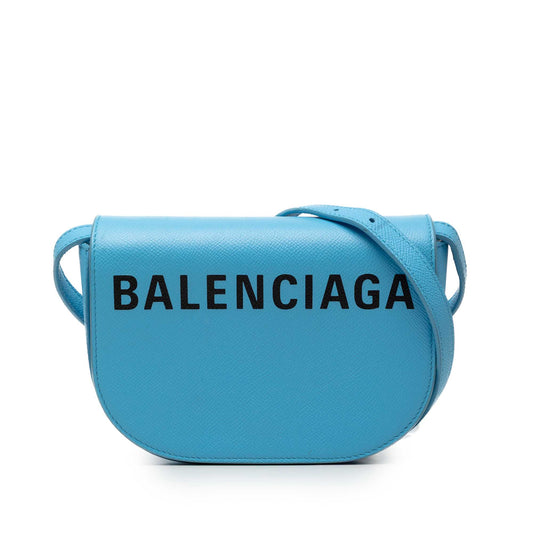 Balenciaga Grained Calfskin Logo Ville Day Crossbody XS
