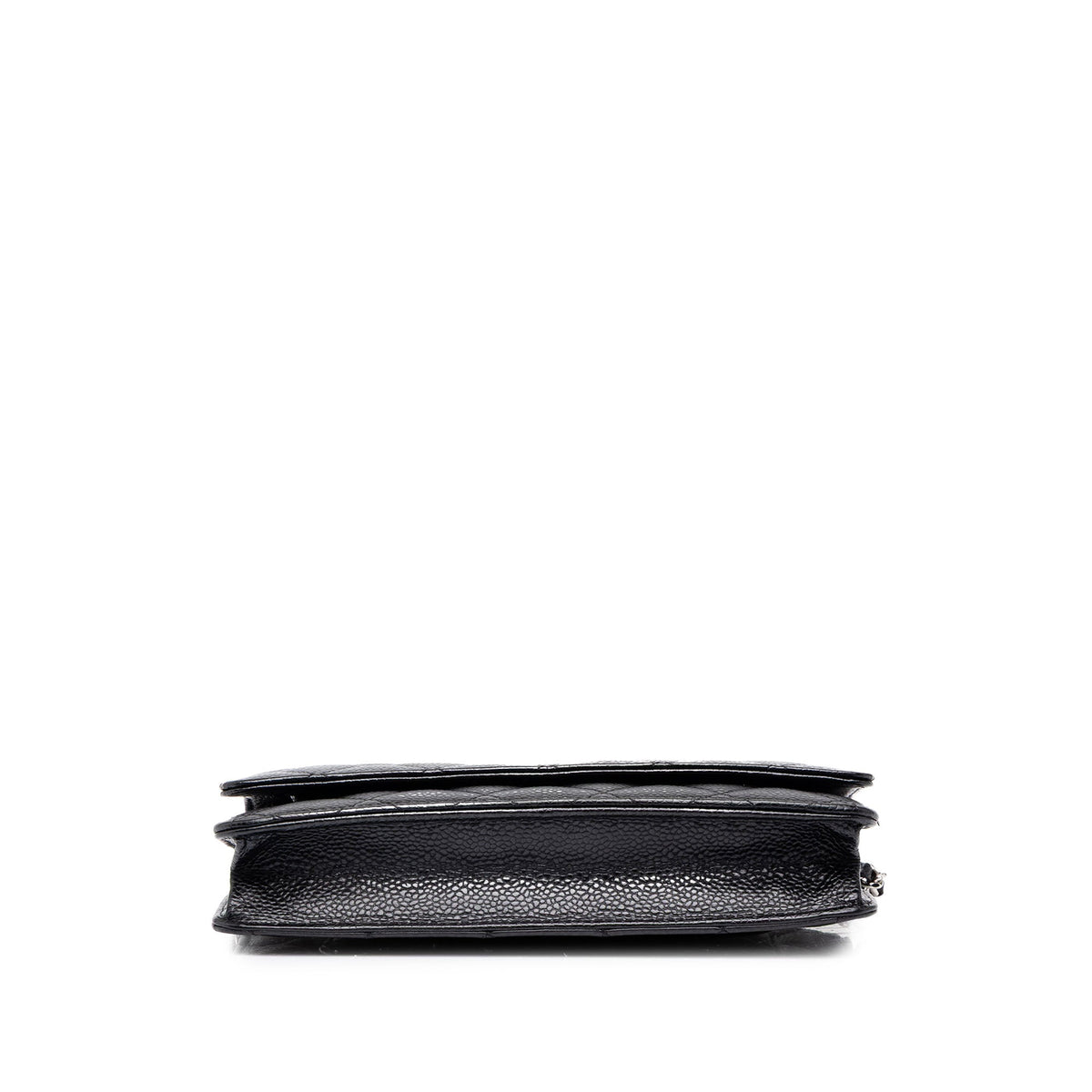 Chanel CC Quilted Caviar Wallet on Chain — Black