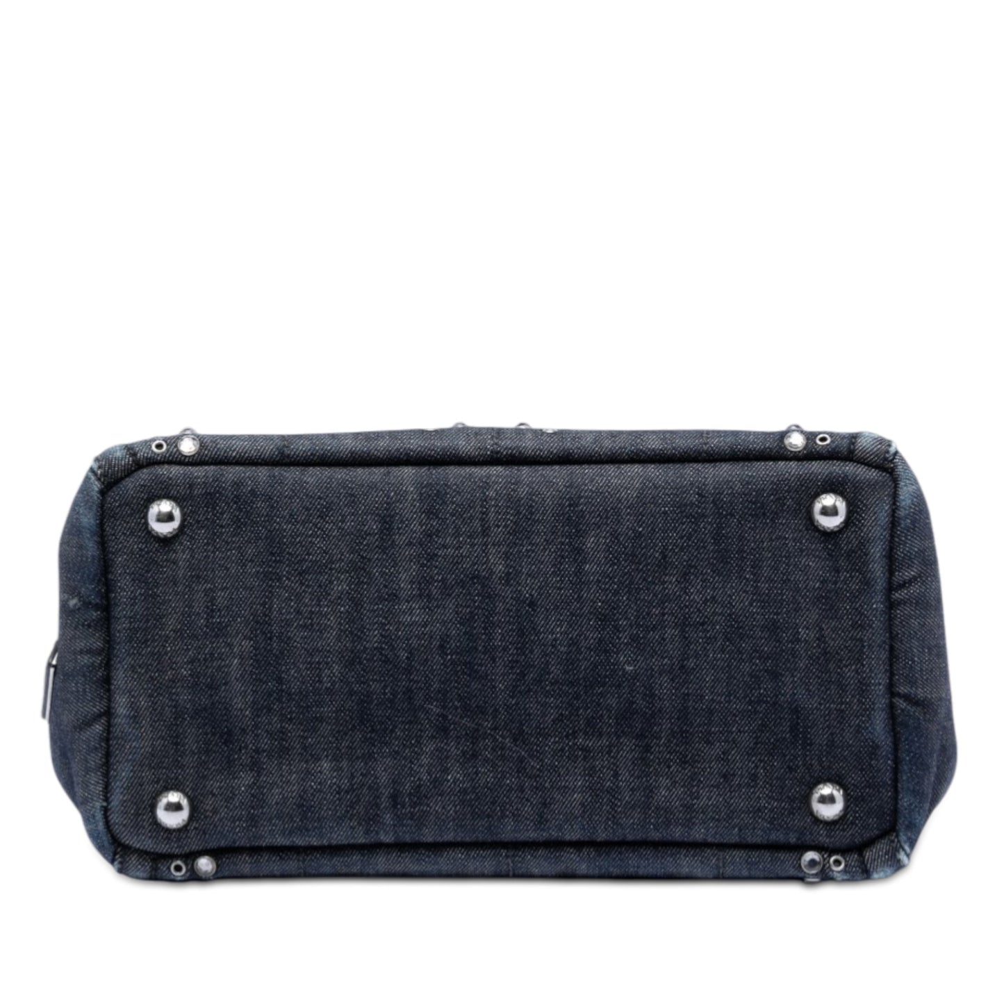 Studded Denim Canapa Logo Satchel